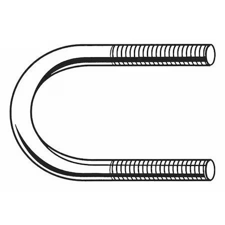 Zoro Select U17272.025.0075 Round U-Bolt, 1/4"-20, 1 1/8 In W, 3 3/16 In H,