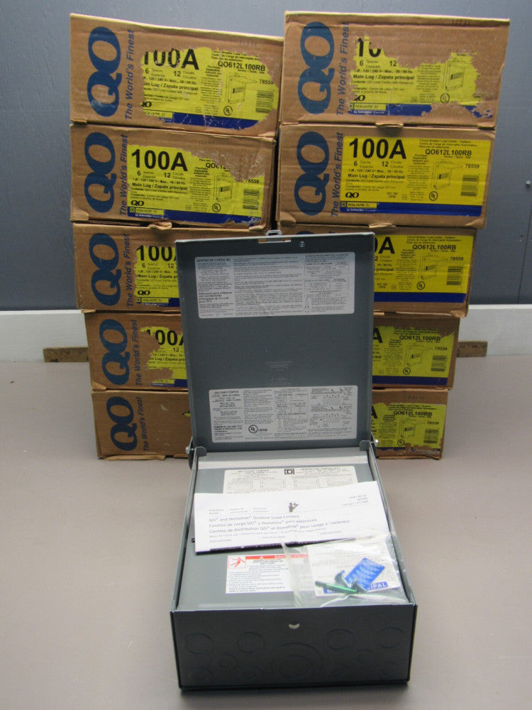 10QTY SQUARE D QO612L100RB LOAD CENTER, 100A LUG 1Ph, 6 SPACES 12 CIRCUITS! NIB!