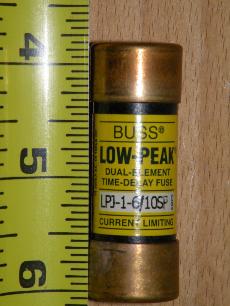 Buss Low-Peak LPJ-1-6/10SP, Dual-Element, Time Delay, 600V Class J Fuse