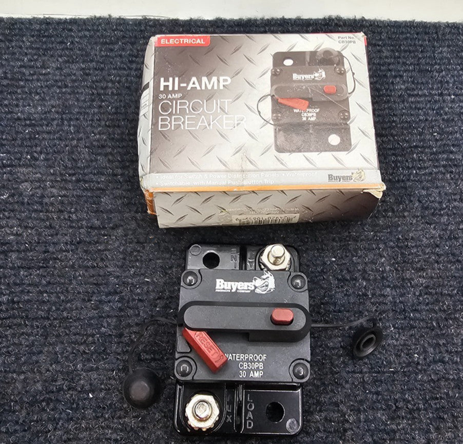 BUYERS CB30PB 30 Amp Circuit Breaker With Manual Push-to-Trip Reset