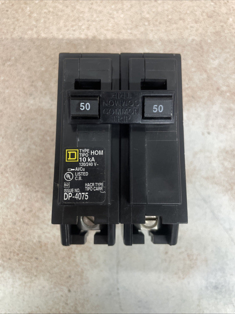 Square D Schneider Electric 50A 2 Pole Circuit Breaker HOM250 NTO