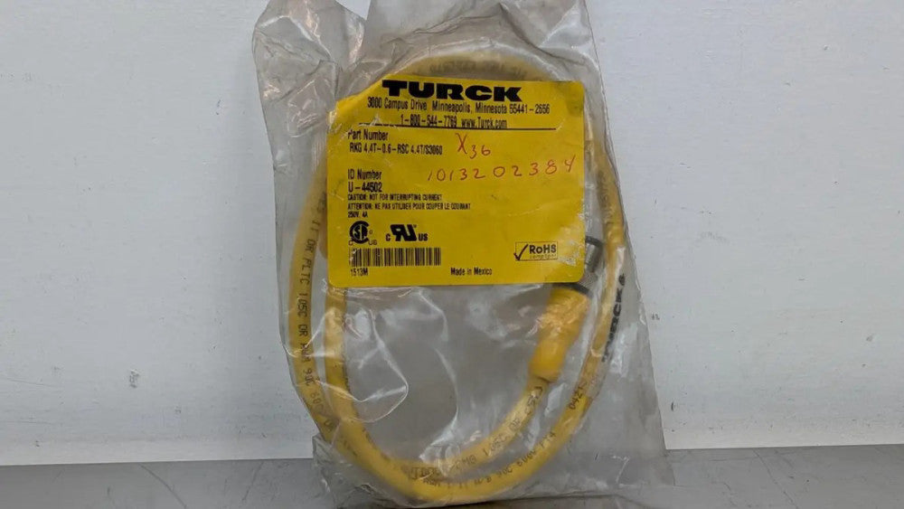 Turck RKG 4.4T-06-RSC 4.4T/S3060 Extension Cable U-44502 M12 Female 4-Pin M12 Ma
