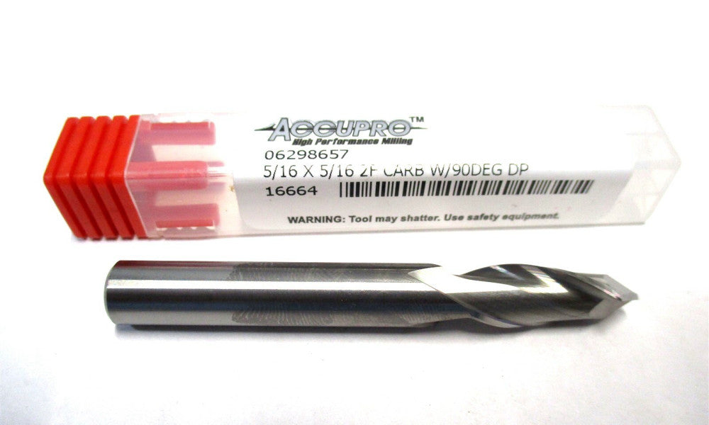 Made in USA (06298657) 5/16 x 2-1/2 RH 90° Point 2-Flute Carbide Drill Mill