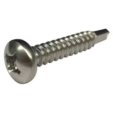 Zoro Select 1Wu40 Thread Cutting Screw, #10 X 1/2 In, Plain Stainless Steel Pan