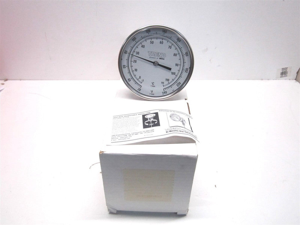 Wika (52090A007A4SF) 20 to 240 ° F, 9" Stem Bimetal Dial Thermometer