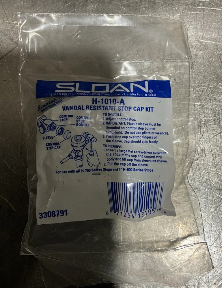 1 - Sloan H-1010-A Vandal Resistant Stop Cap Kit 3308791 H-700 NOS Surplus