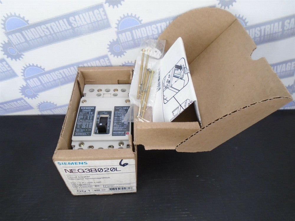 SIEMENS - NEG3B020L - CIRCUIT BREAKER - 20A 3P 600V 35kA@480V - (NEW in BOX)