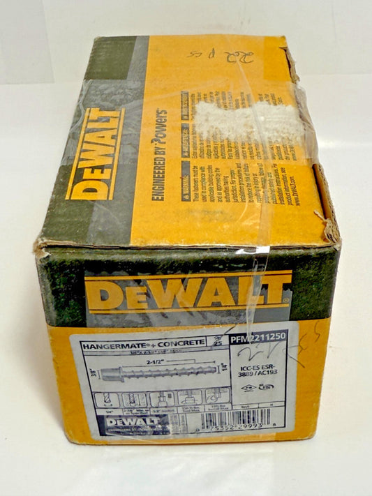 22pcs Dewalt Hangermate+ Concrete Anchor 3/8" x 2-1/2" 1/4" PFM2211250