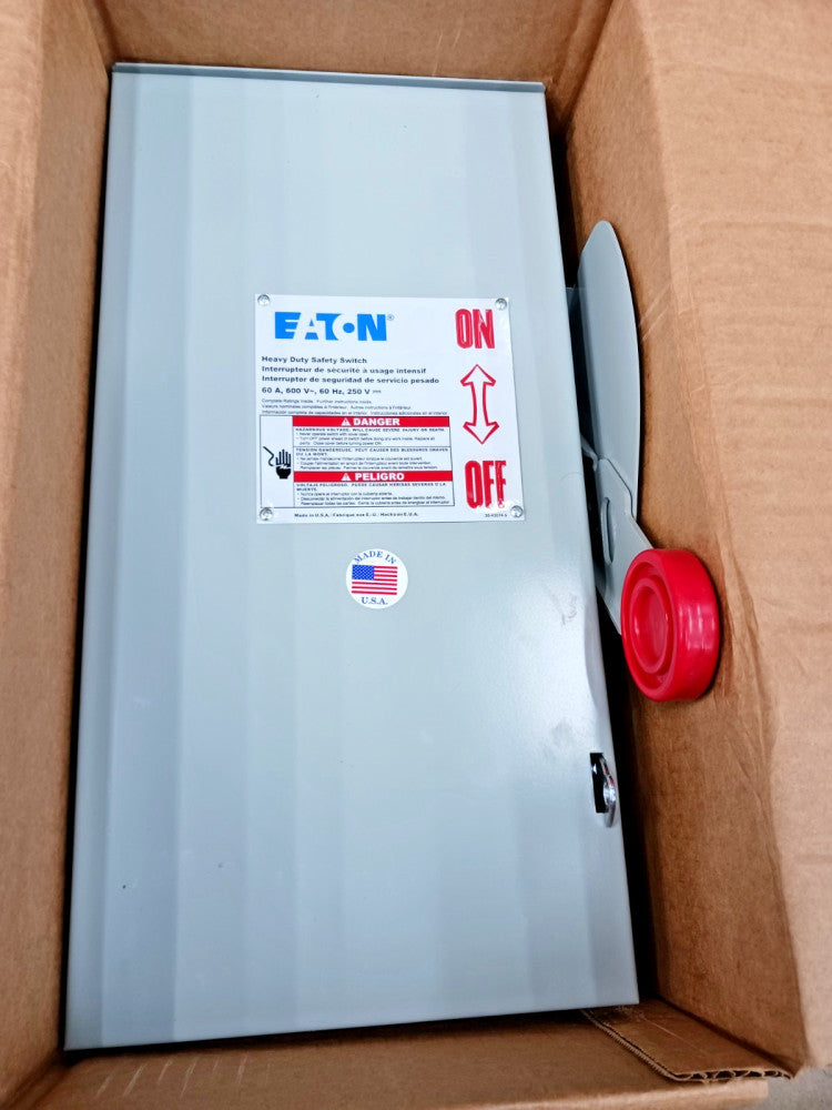 New Eaton 60 Amp Non-Fused Safety Disconnect Switch 3 Pole 600 VAC 3R  DH362URK