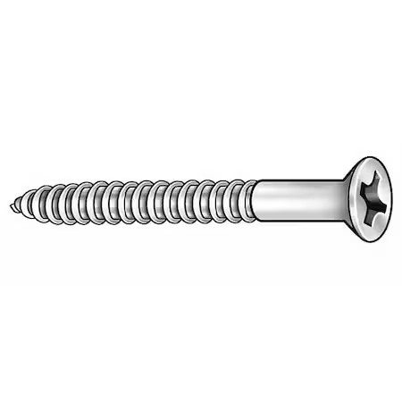 Zoro Select U49876.024.0125 Wood Screw, #14, 1-1/4 In, Plain Brass Flat Head