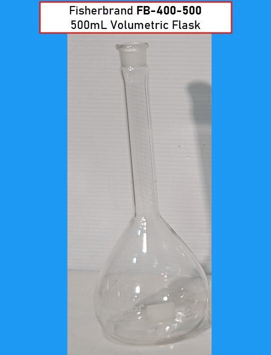 Fisherbrand FB-400-500 500ml Volumetric Flask, Class A, Clear Glass