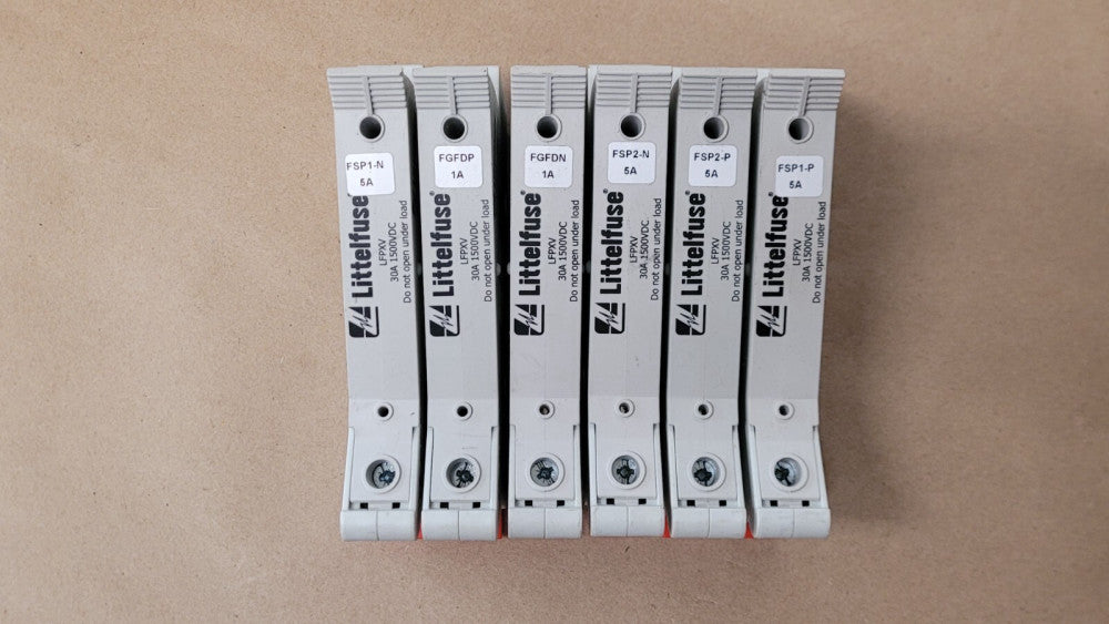 Lot of 6 Littelfuse LFPXV0001Z Fuse Holders 30A 1500VDC w/ 4 Fuses SPXV 1 & 5