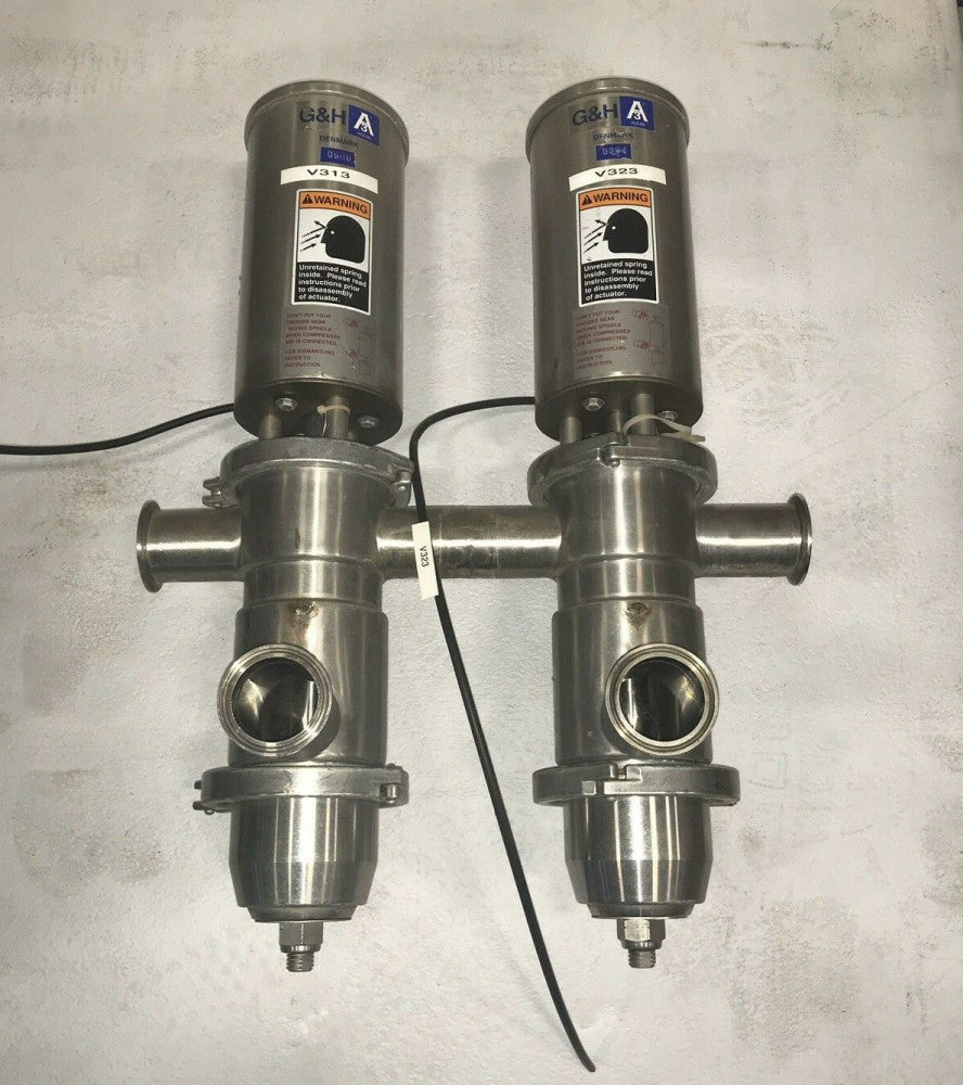 (2) G&H Sanitary 2" Air Actuated Double Seat Mixproof Valves A3 #53-00