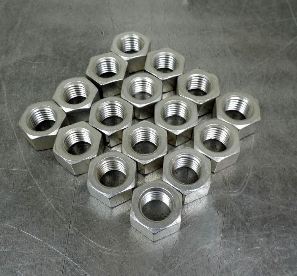 Stainless Steel SS 1" SAE Hex Nut Lot of Sixteen (16)