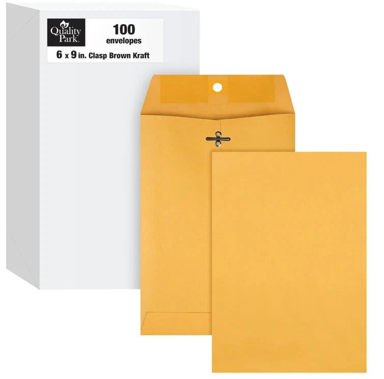 100 Pcs CLASP ENVELOPES 6 x 9 28lb Kraft Shipping Mailing Gummed Business Manila