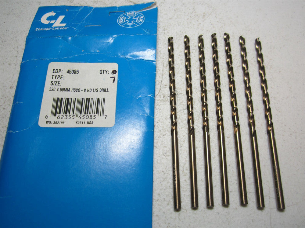 Chicago - Latrobe (45085) 4.5mm 135° Spiral Flute Cobalt Taper Drill Bit - Qty 7