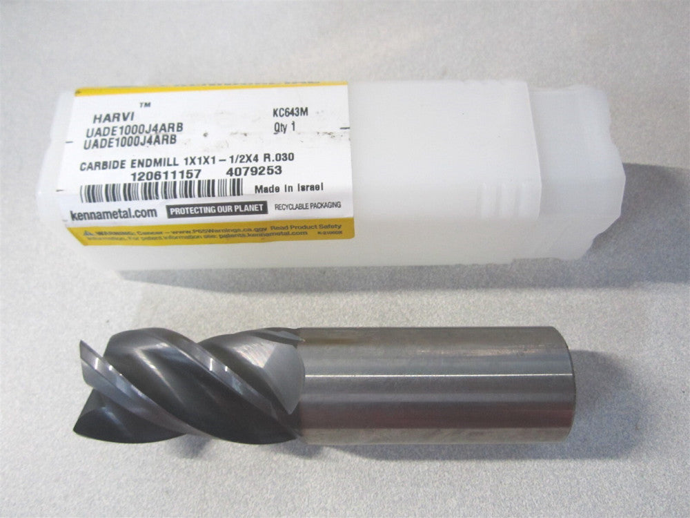 Kennametal (4079253) 1" x 1-1/2" x 1" x 4" Solid Carbide Corner Radius End Mill