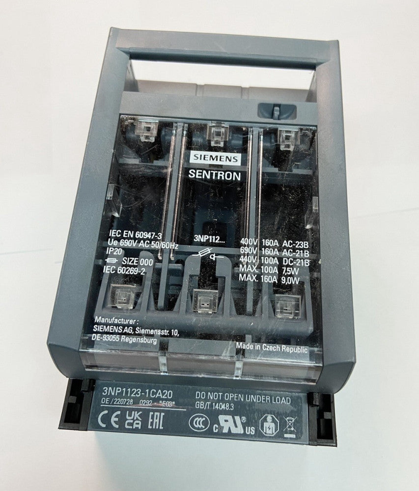 SIEMENS 3NP1123-1CA20; 3-Pole Fuse Switch Disconnector, Sentron, 160A