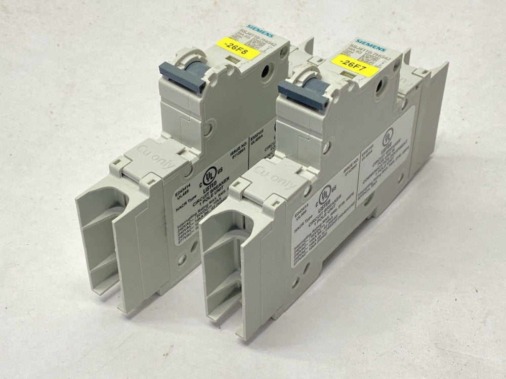 Siemens 5SJ4110-7HG42 Circuit Breaker 1P 10A 277/489V LOT OF 2