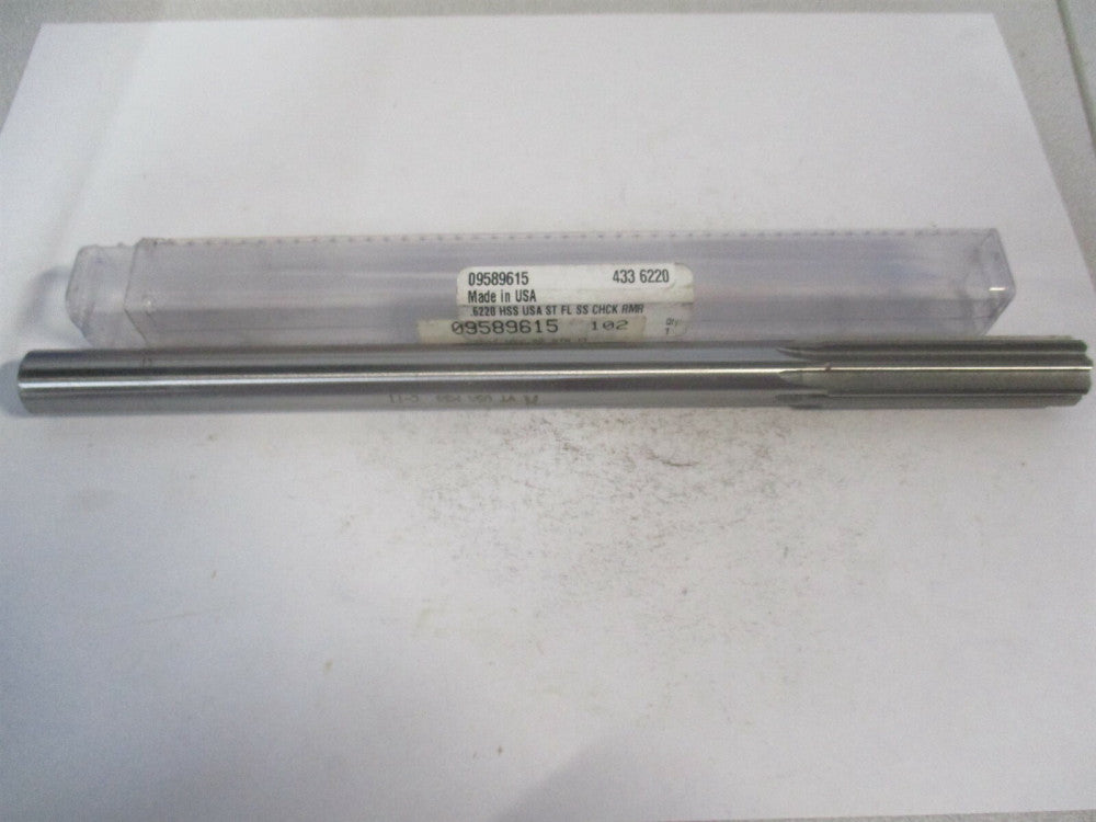 (433-0.6220) 0.622" Diam 8-Flute Straight Shank HSS Chucking Reamer 