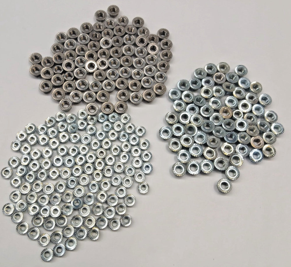 ASSORTED SERRATED FLANGE NUT   LOT OF 222