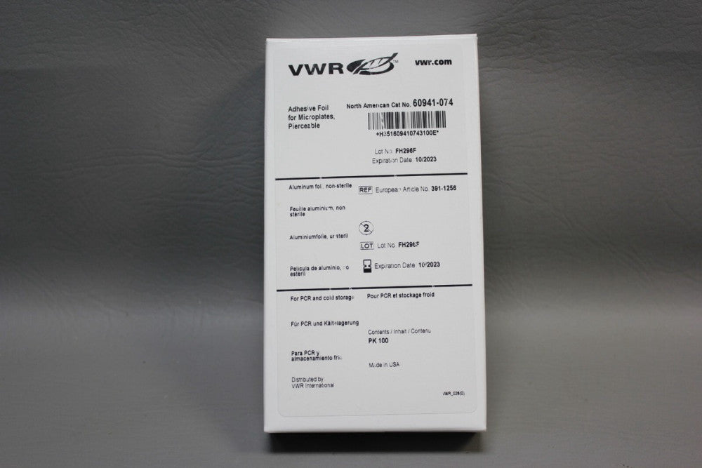 NEW BOX OF 100 VWR PIERCEABLE ADHESIVE FOIL SHEETS FOR MICROPLATES 60941-074 EXP
