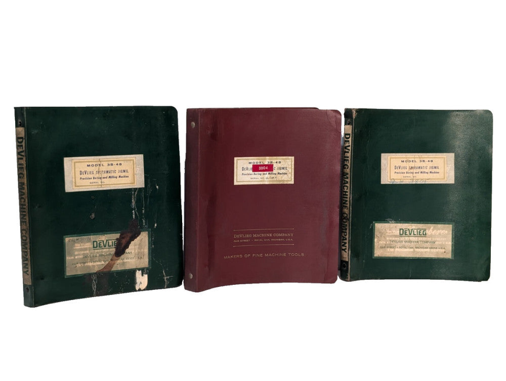 Lot of 3: Vintage DeVlieg 3B-48 Spiramatic Jigmail Machine Manuals, Hard Copy.
