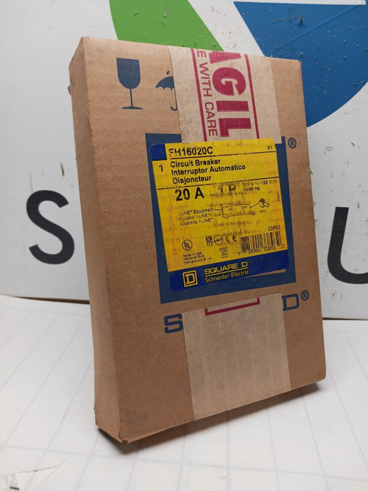 NEW SEALED SQUARE D FH16020C 20 AMP I-LINE CIRCUIT BREAKER 277 VAC 125 VDC