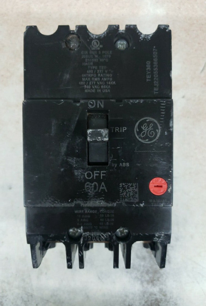 New Old Stock! General Electric TEY360 60 AMP Circuit Breaker 3 Pole 480V