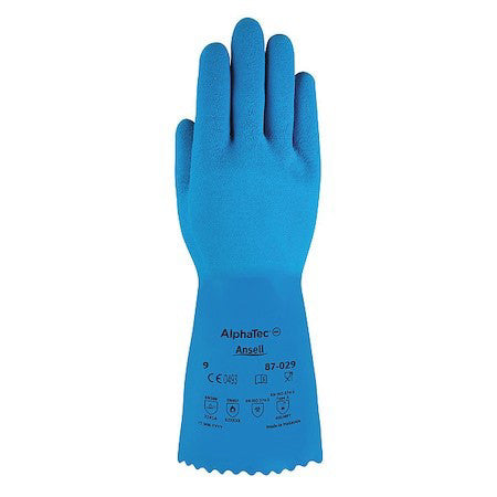 Ansell 87-029 Chemical Resistant Gloves, Natural Rubber Latex, 12 In L, 50 Mil,
