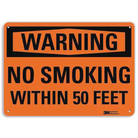 Lyle U6-1175-Ra_10X7 Warning No Smoking Sign, 7" H, 10" W,  Vertical Rectangle,