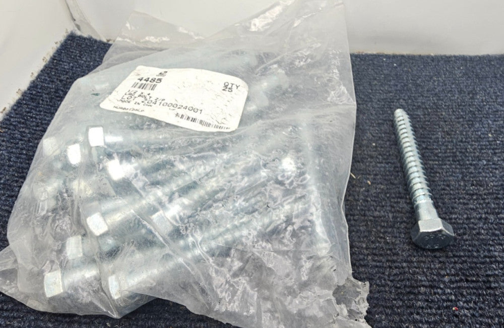 (25 PIECES) Lawson Products 4485: 1/2 x 4 Zinc Plated Hex Head Lag Bolts 
