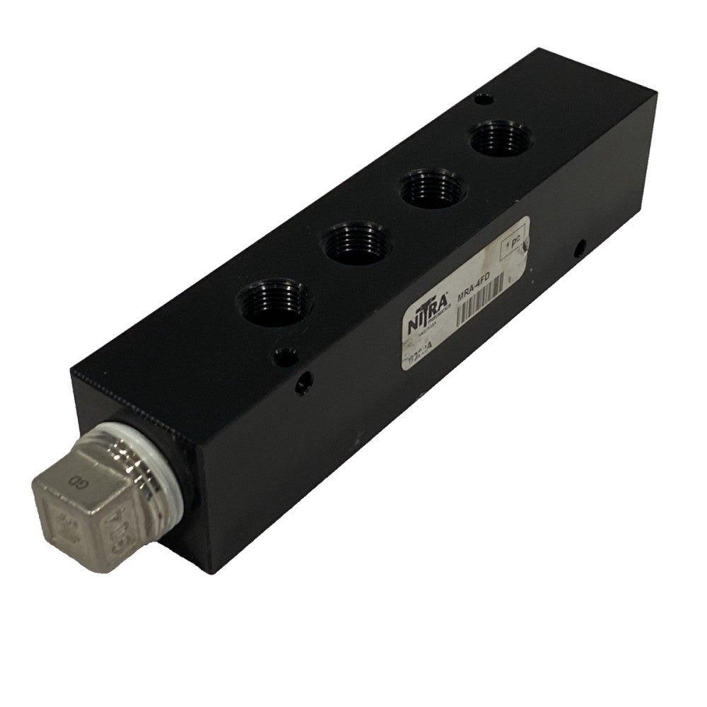 Nitra MRA-4FD Pneumatic Valve Manifold Aluminum Black, 4 Station