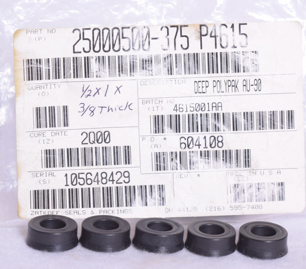 5 Count Zatkoff Seals 25000500-375 P4615 Deep Polypak AU-90