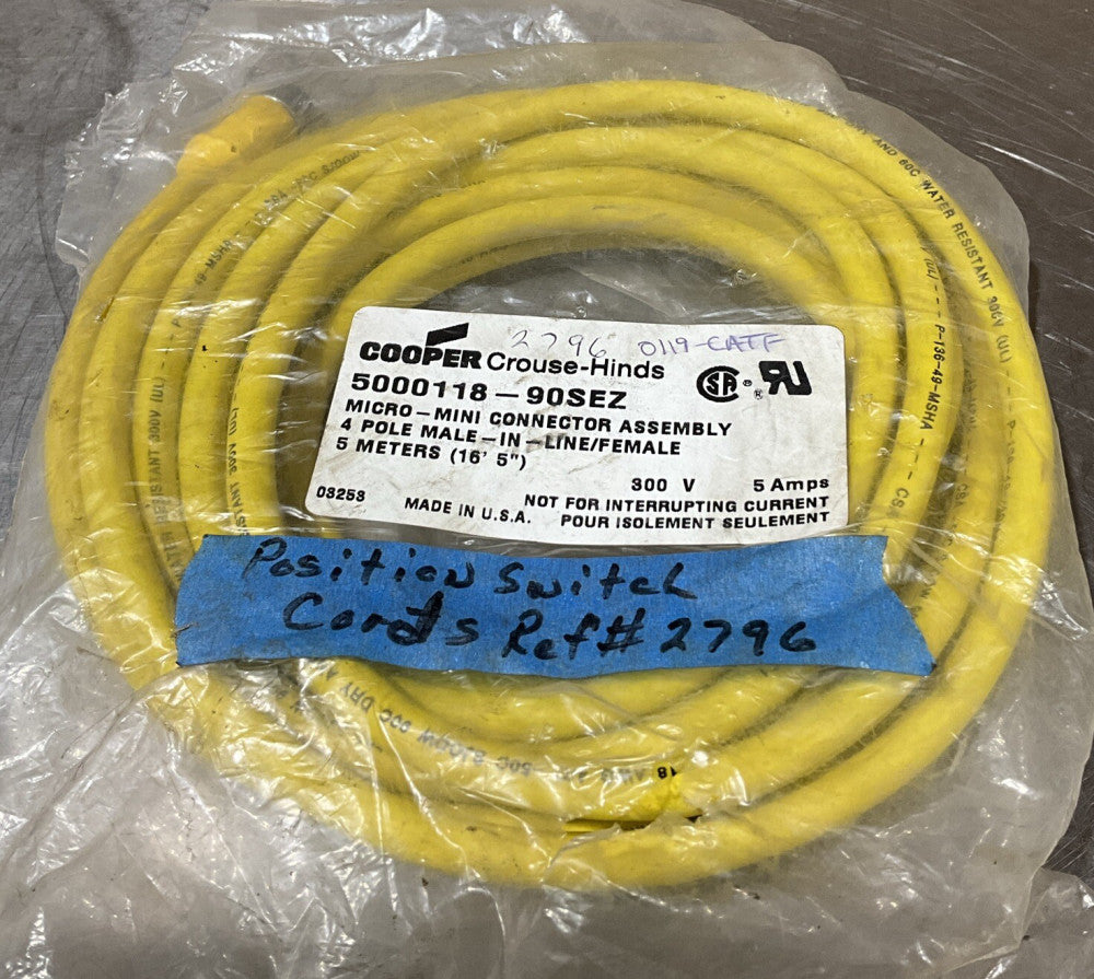 Cooper Crouse-Hinds Mini Connector Assembly 5000118-90SEZ 4-Pole Male/Female 5M