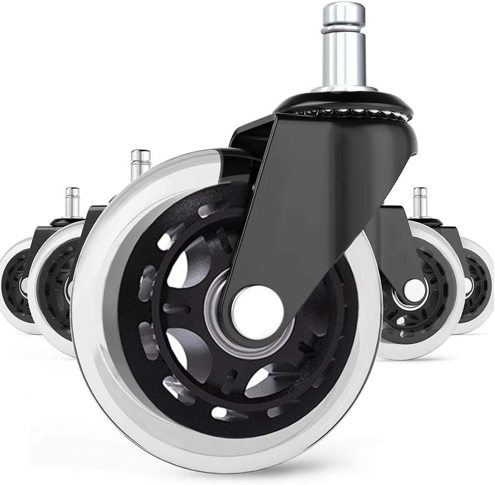 Office Chair Caster Wheels Set of 5 Heavy Duty & Safe for All Floors Black 
