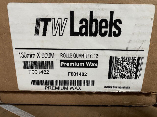 (12 Rolls) ITW Labels 5.12" x 1969' (130mm x 600M) B112/M99 Premium Wax/Resin 