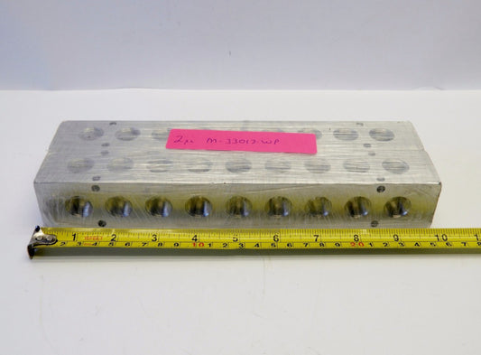 (2pcs) Exotic Automation M-33017-WP Aluminum Manifold Special 9 Port 3/8" NPT