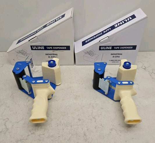 2 Pack Uline H-596 3" Industrial Side Loader Hand-held Tape Dispenser 3" Tape Wi