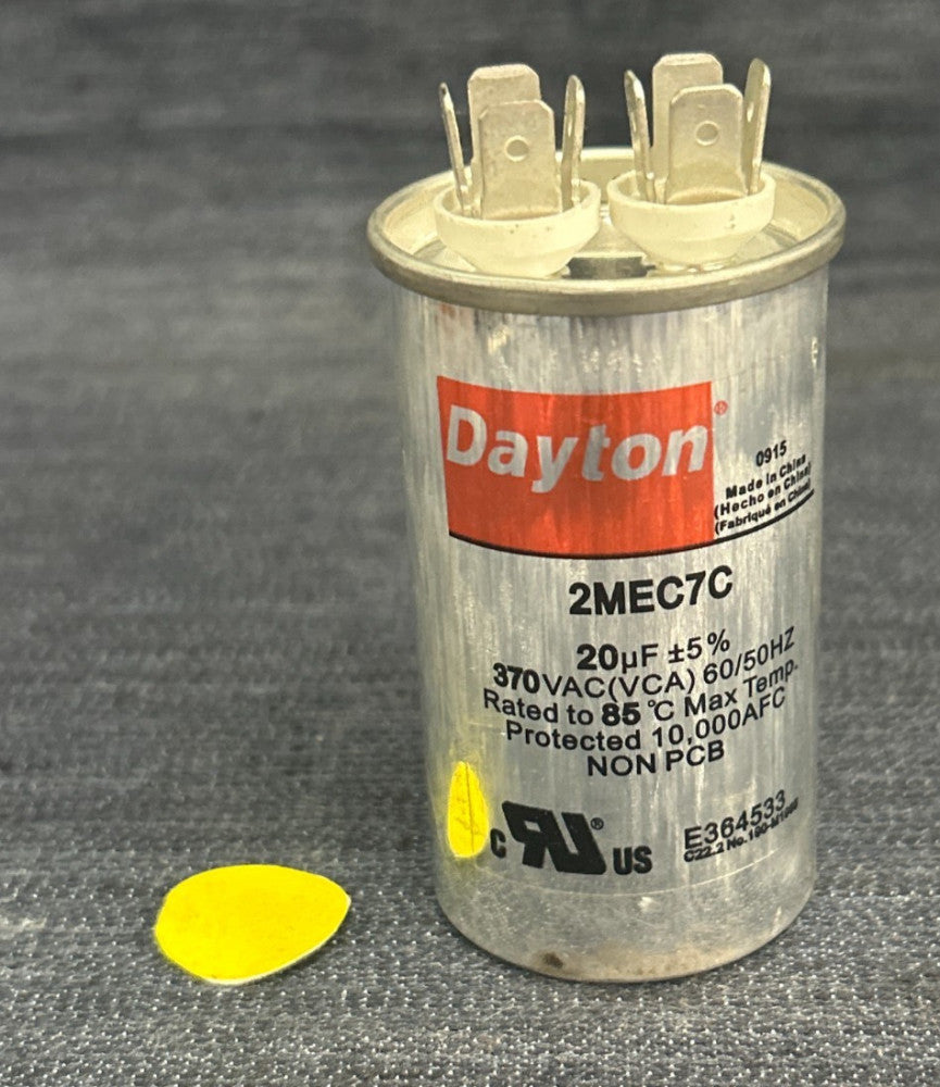 DAYTON ROUND MOTOR RUN CAPACITOR 2MEC7C   370VAC 50/60HZ