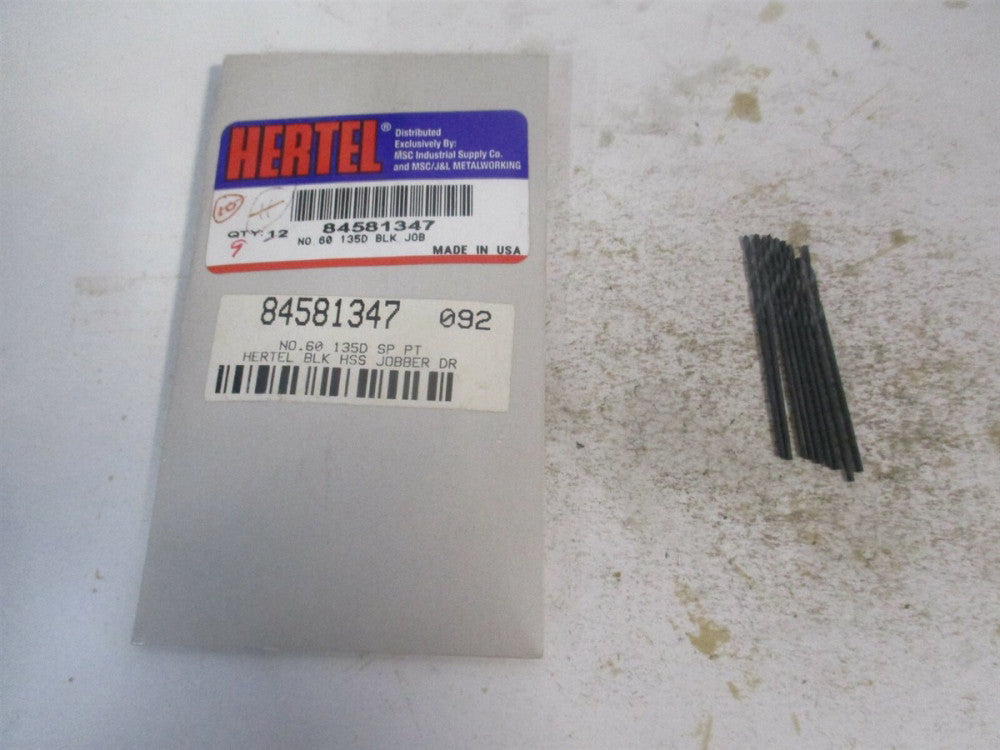 (84581347) #60 11/16" x 1-5/8" 135° High Speed Steel Jobber Drill - Qty 9