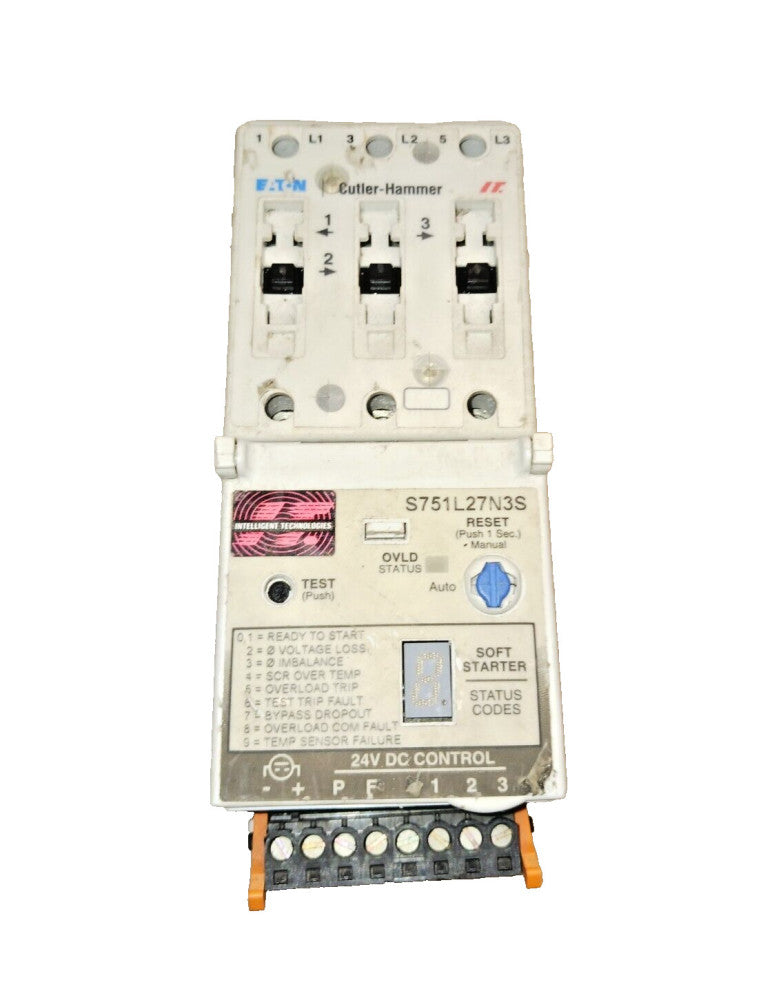 EATON 20 HP SOFT MOTOR STARTER START 27 AMP  24 VDC COIL  S751L27N3S