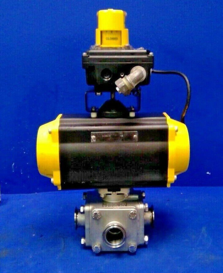 Sharpe Air Actuated 1-1/2" Stainless Steel 3-Way Ball Valve w/Position Monitor
