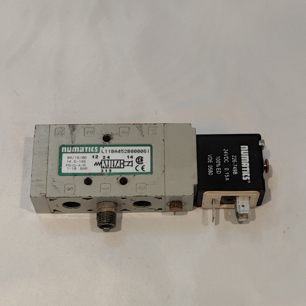 Numatics L11BA452B000061 Solenoid Air Valve  W/ 226-749B 24VDC 0.15A 
