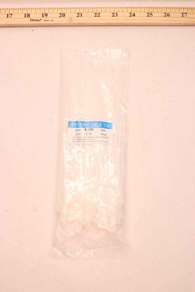 (100-Pk) Cable Ties 80 lb. Natural Nylon 8" 4X200