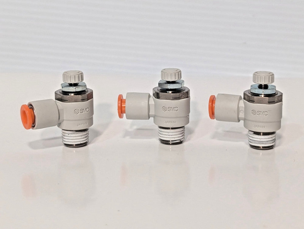 Lot of 3: SMC AS2201F main flow speed control elbow valves, Made in Japan