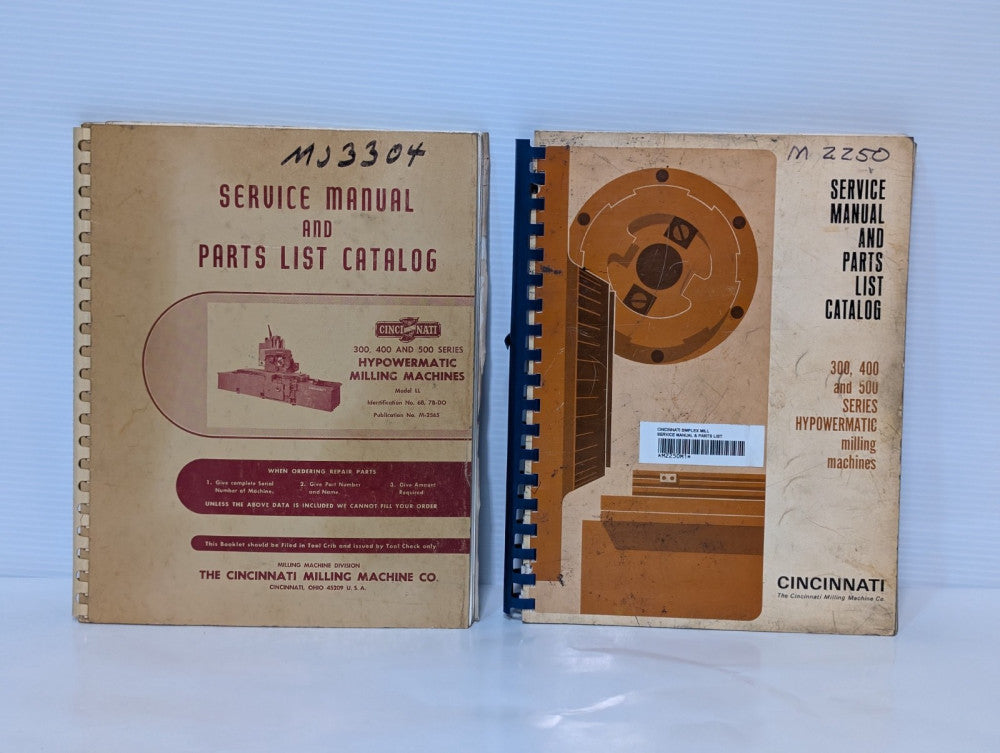 Lot of 2 Cincinnati 300 400 & 500 LL Hypowermatic Milling Machine Service Manual