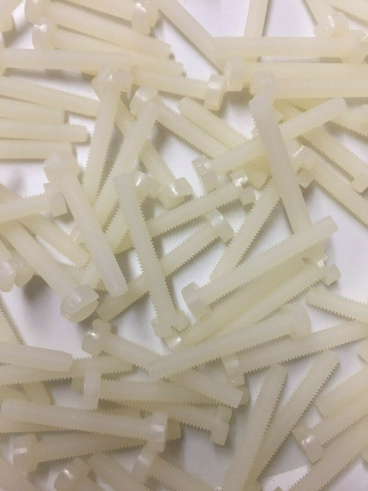 Lot of 100 M3.5-0.60mm Nylon Plastic Cheese Head Machine Screws 25mm Long