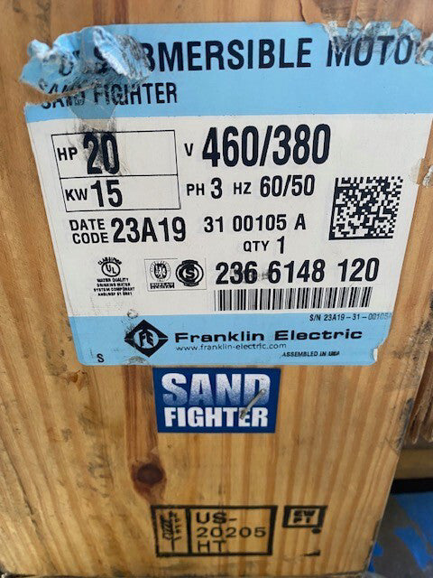 Franklin Electric 2366148120 Sand Fighter Motor- w/o Subtrol 6" 20-HP