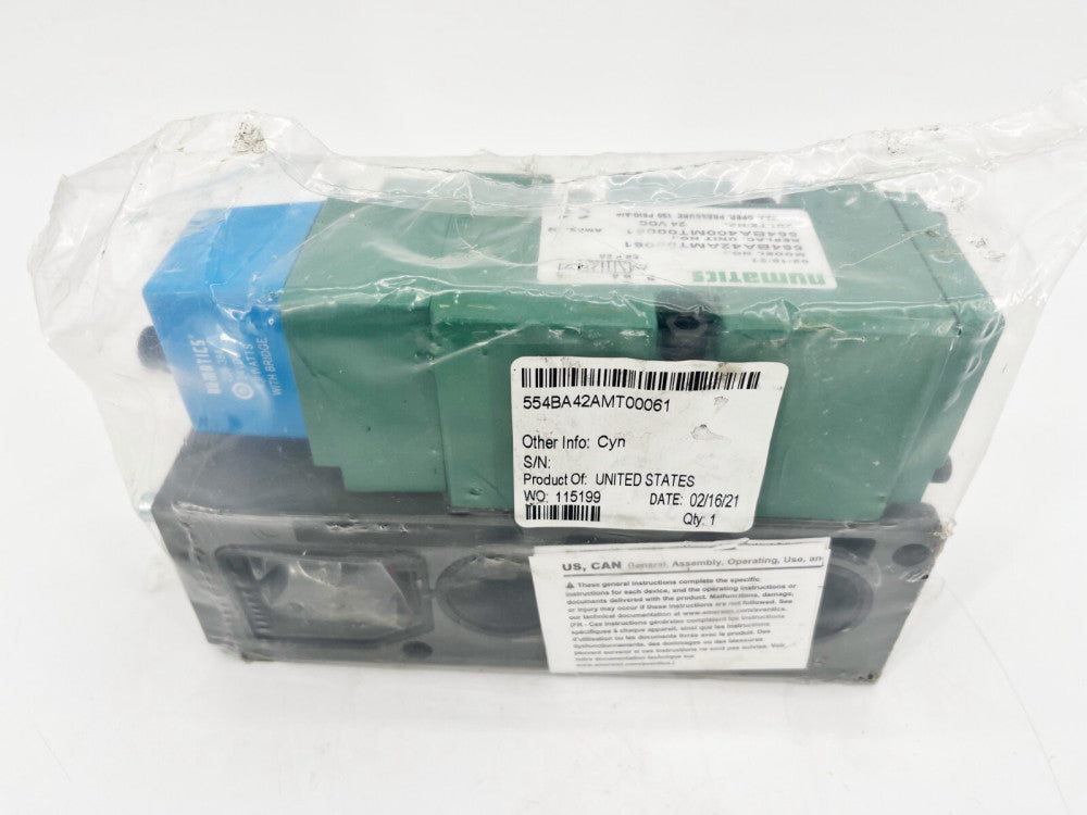 New Numatics 554BA42AMT00061 Solenoid Pilot Valve/Manifold 24V 554BA400MT00061